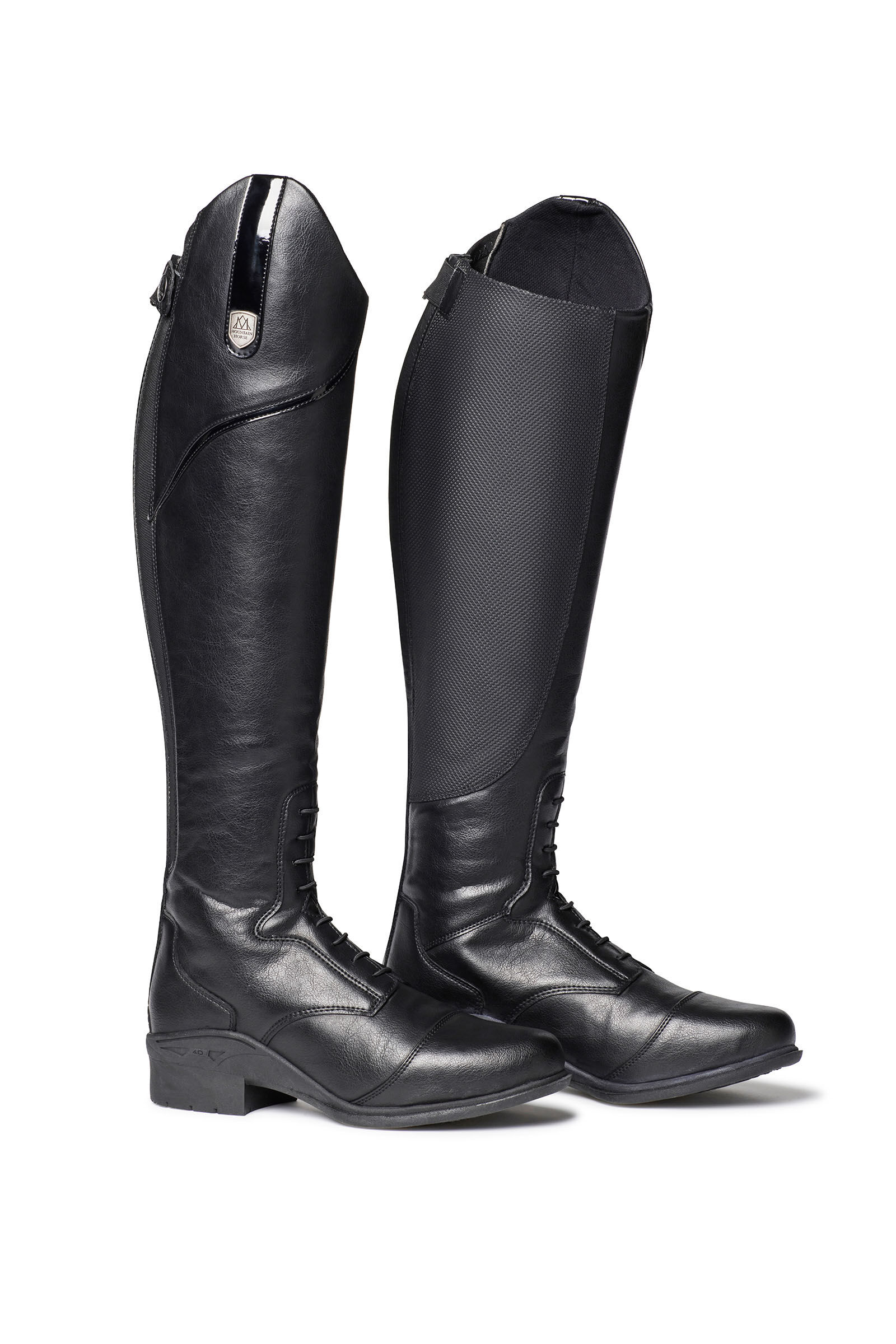 Dressage Boot Vega Long Riding Boots,Calf Leather,Front Lace Rear Zip,Black UK 7 