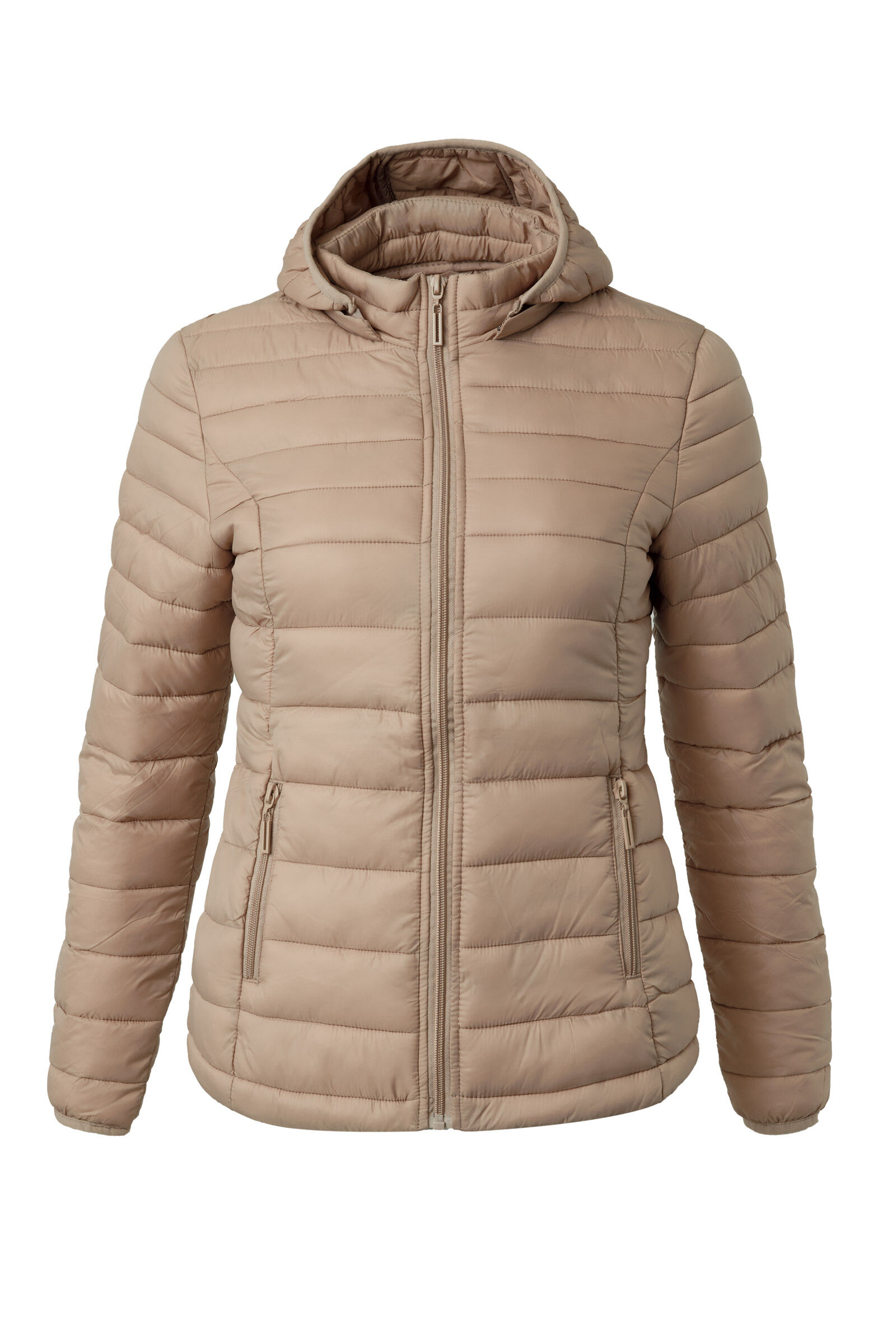 Light padded jacket with hood outlet