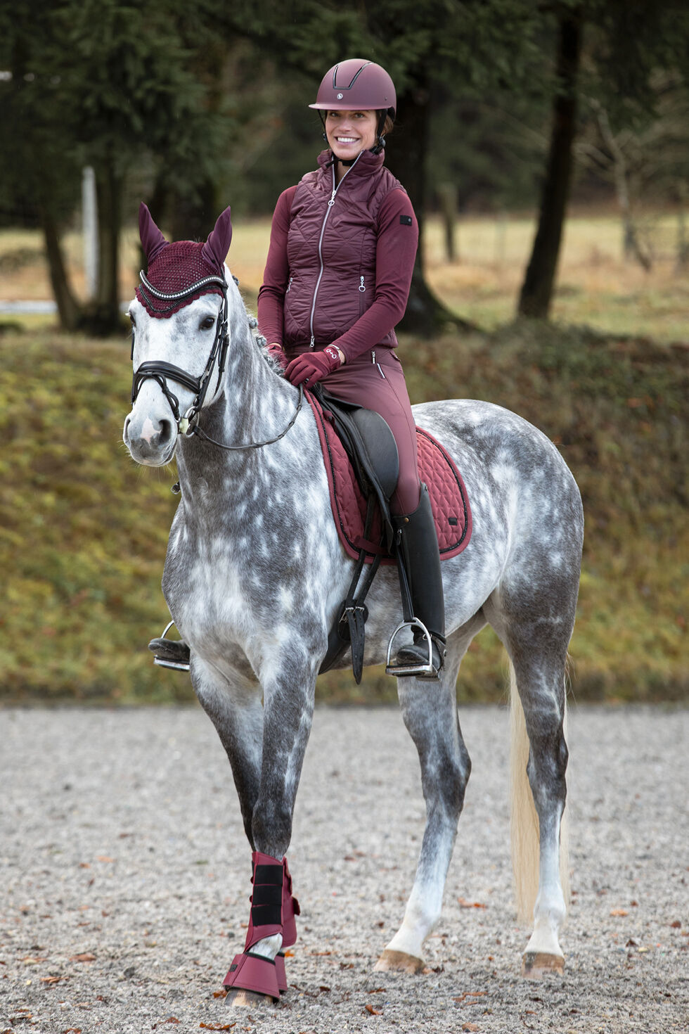 Maroon riding boots shop