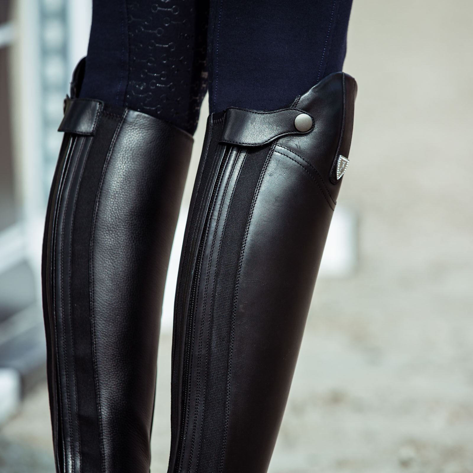 Black leather tall store boots