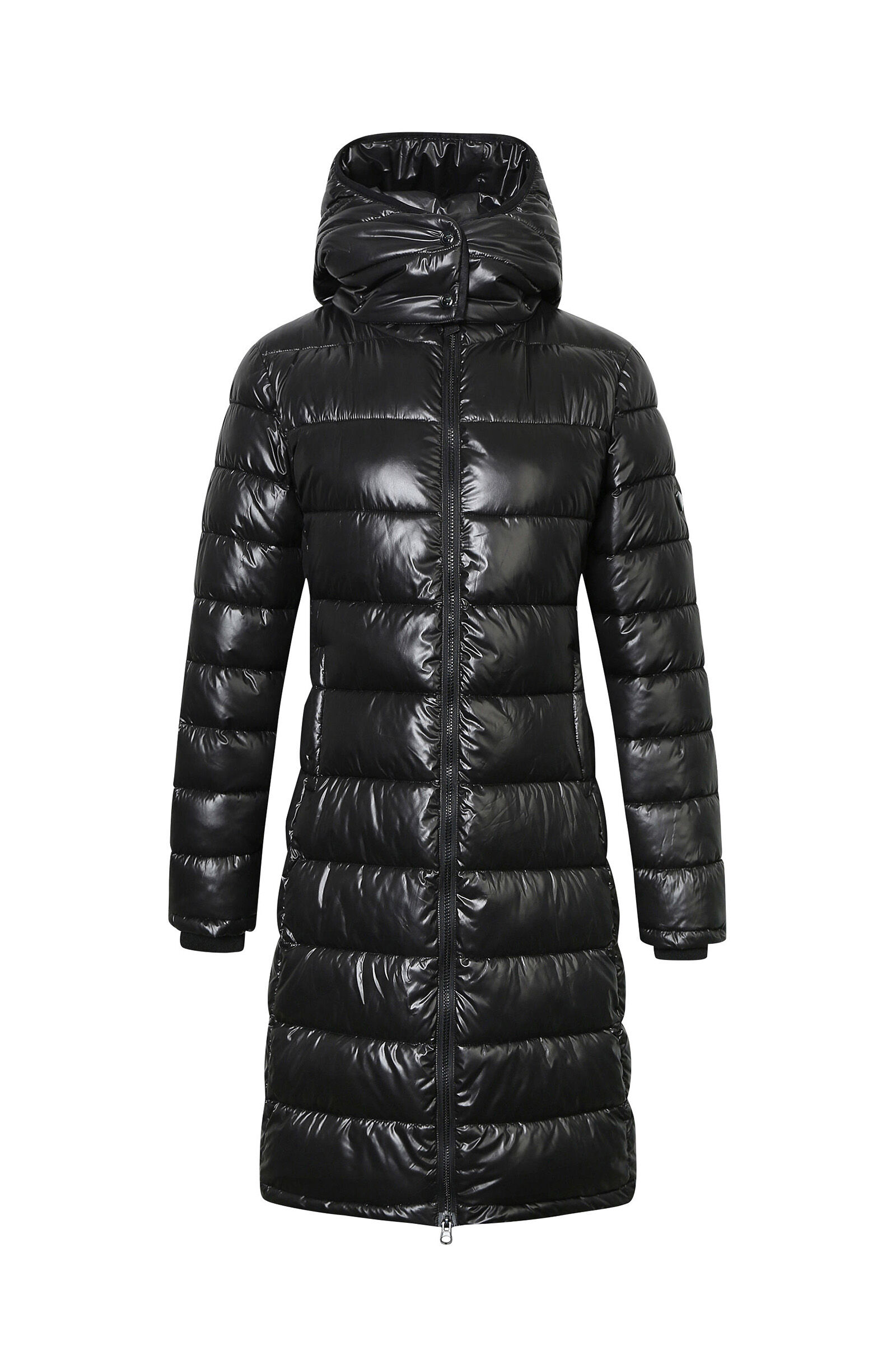 Black quilted winter coat sales