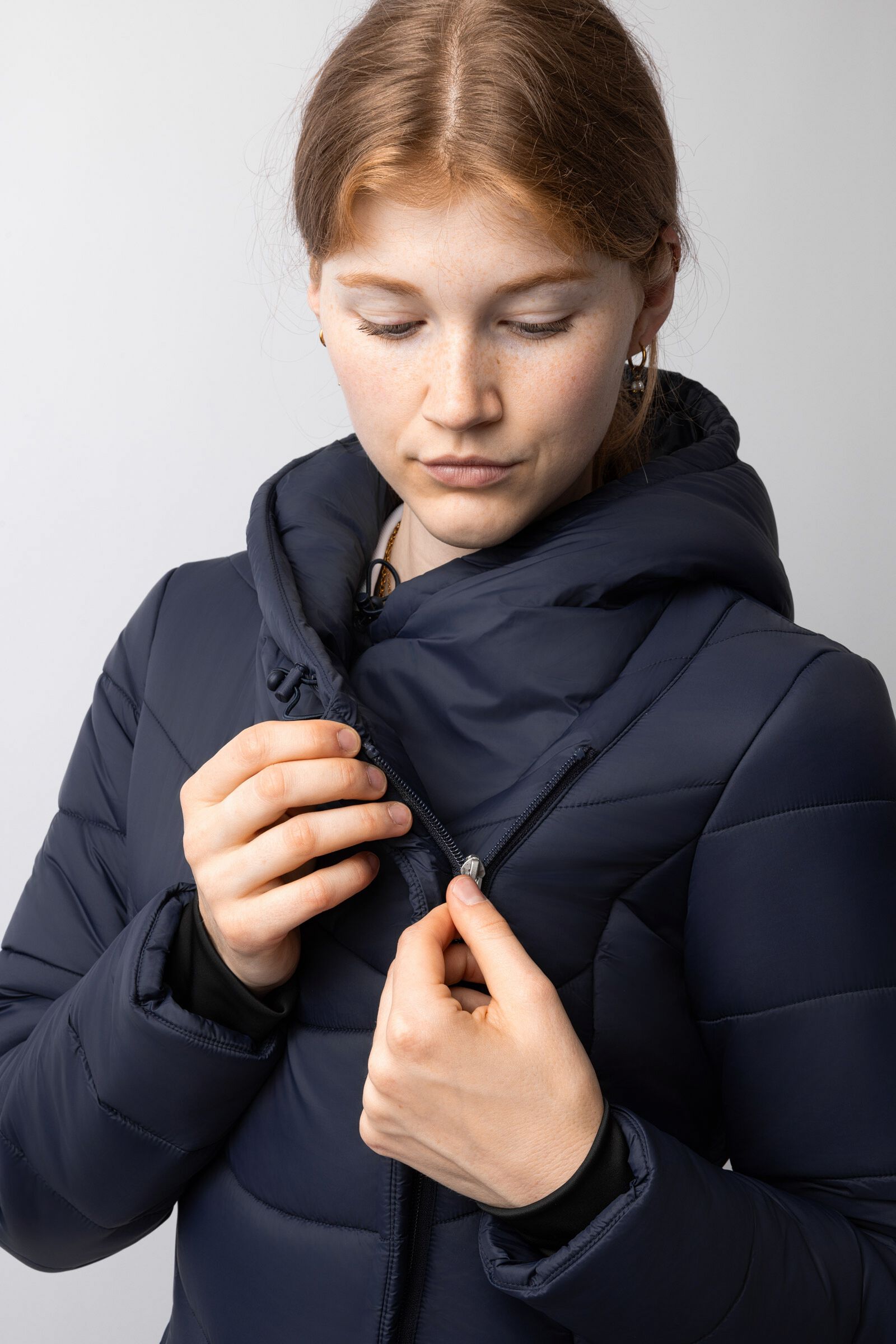 Blue padded coat womens cheap